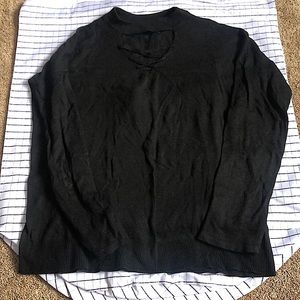 Mock necked with chest design lightweight sweater